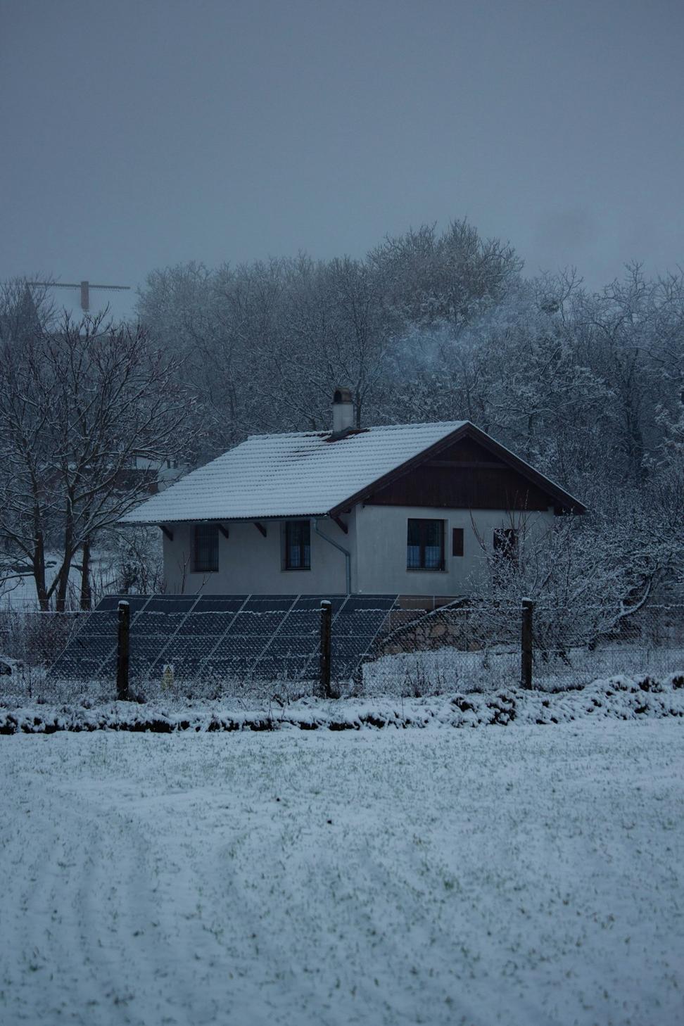 Solar panels in winter